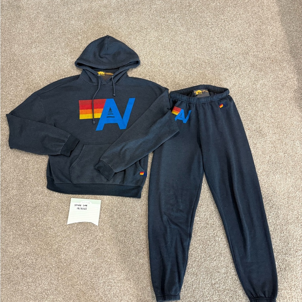Aviator nation dark charcoal sweat set outfit small / medium